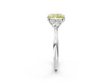 Silver Three-Stone Fancy Yellow Radiant Cut Diamond Ring with Pear  Side Stones in Four-Prong Setting_14