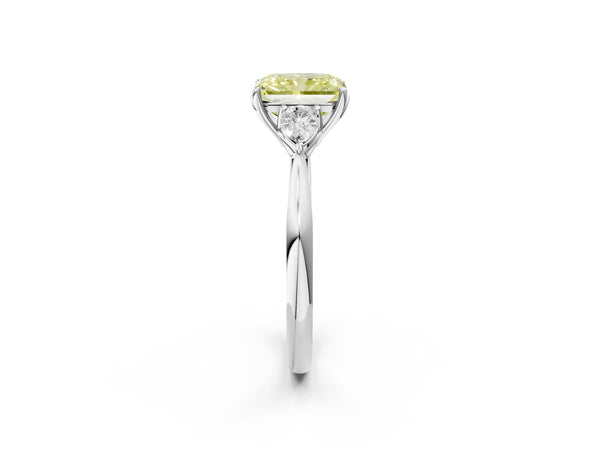 Sterling Silver Radiant Cut Engagement Ring Setting for Fancy Yellow Center with Pear Side Stones