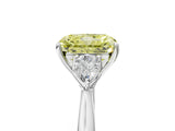 Silver Three-Stone Fancy Yellow Radiant Cut Diamond Ring with Pear  Side Stones in Four-Prong Setting_17