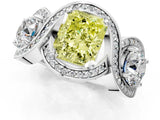 Silver Three-Stone Fancy Yellow Radiant Cut Diamond Wave Pave Band with Prong Setting_37