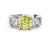 Silver Three-Stone Fancy Yellow Round Cut Cut Classic Band Prong Setting Ring_6