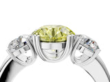 Silver Three-Stone Fancy Yellow Round Cut Cut Diamond Ring with Channel Set Band and Four-Prong Setting_34
