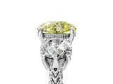 Silver Three-Stone Fancy Yellow Round Cut Cut Milgrain Band Prong Setting Ring_11