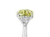 Silver Three-Stone Fancy Yellow Round Cut Diamond Ring with Pear  Side Stones in Four-Prong Setting_17