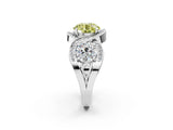 Silver Three-Stone Fancy Yellow Round Cut Diamond Wave Pave Band with Prong Setting_8