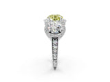 Silver Three-Stone Fancy Yellow Round Cut Halo Diamond Milgrain Band with Four-Prong Setting_14