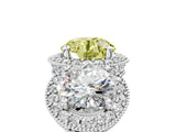 Silver Three-Stone Fancy Yellow Round Cut Halo Diamond Milgrain Band with Four-Prong Setting_17