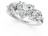 Silver Three-Stone Heart Brilliant Cut Solitaire Ring with Prong Setting on a Classic Band 1