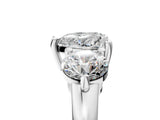Silver Three-Stone Heart Brilliant Cut Solitaire Ring with Prong Setting on a Classic Band 5