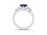 Silver Three-Stone Heart Cut Blue Sapphire Ring with Pear  Side Stones in Four-Prong Setting_57