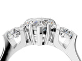 Silver Three-Stone Heart Cut Cut Classic Band Prong Setting Ring_11