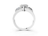 Silver Three-Stone Heart Cut Cut Diamond Ring with Trillion Side Stones on a Split Shank Band_28