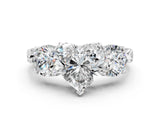 Silver Three-Stone Heart Cut Cut Milgrain Band Prong Setting Ring_37