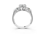 Silver Three-Stone Heart Cut Cut Milgrain Band Prong Setting Ring_40