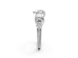 Silver Three-Stone Heart Cut Cut Milgrain Pavé Engagement Ring_9
