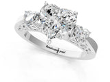 Silver Three-Stone Heart Cut Diamond Cathedral Engagement Ring with Prong Setting_15