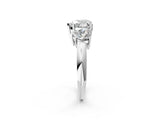 Silver Three-Stone Heart Cut Diamond Engagement Ring with Prong Setting on a Silver Band_32