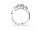 Silver Three-Stone Heart Cut Diamond Engagement Ring with Prong Setting on a Silver Band_33