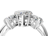 Silver Three-Stone Heart Cut Diamond Engagement Ring with Prong Setting on a Silver Band_34
