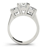 Silver Three-Stone Heart Cut Diamond Ring with Channel Set Band and Four-Prong Setting 2