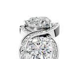 Silver Three-Stone Heart Cut Diamond Wave Pave Band with Prong Setting_24
