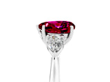Silver Three-Stone Heart Cut Garnet Ring with Pear  Side Stones in Four-Prong Setting_59