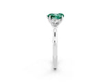 Silver Three-Stone Heart Cut Green Sapphire Ring with Pear  Side Stones in Four-Prong Setting_56