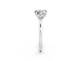 Silver Three-Stone Heart Cut Moissanite Ring with Pear  Side Stones in Four-Prong Setting_56