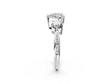Silver Three-Stone Heart Diamond Channel Set Engagement Ring with Prong Setting_5
