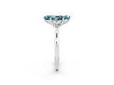 Silver Three-Stone Marquise Cut Blue Topaz Ring with Pear  Side Stones in Four-Prong Setting_56