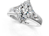 Silver Three-Stone Marquise Cut Cut Diamond Ring with Trillion Side Stones on a Split Shank Band_14