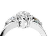 Silver Three-Stone Marquise Cut Cut Diamond Ring with Trillion Side Stones on a Split Shank Band_17