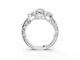 Silver Three-Stone Marquise Cut Cut Milgrain Pavé Engagement Ring_10