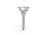 Silver Three-Stone Marquise Cut Cut Milgrain Pavé Engagement Ring_9