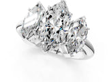 Silver Three-Stone Marquise Cut Diamond Engagement Ring with Prong Setting on a Silver Band_19