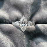 Silver Three-Stone Marquise Cut Diamond Pavé Band with Four-Prong Setting_73
