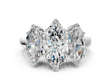Silver Three-Stone Marquise Cut Diamond Ring with Channel Set Band and Four-Prong Setting_26