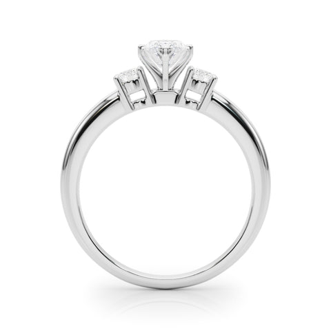 Silver Three-Stone Marquise Cut Diamond Solitaire with Prong Setting and Classic Band 1