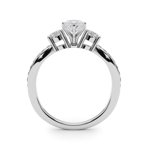 Silver Three-Stone Marquise Cut Diamond Twist Band with Prong Setting 1