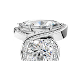 Silver Three-Stone Marquise Cut Diamond Wave Pave Band with Prong Setting_24