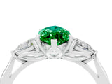 Silver Three-Stone Marquise Cut Emerald Ring with Pear  Side Stones in Four-Prong Setting_58
