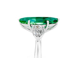 Silver Three-Stone Marquise Cut Emerald Ring with Pear  Side Stones in Four-Prong Setting_59