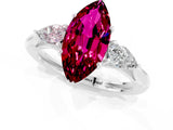 Silver Three-Stone Marquise Cut Garnet Ring with Pear  Side Stones in Four-Prong Setting_55