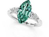 Silver Three-Stone Marquise Cut Green Sapphire Ring with Pear  Side Stones in Four-Prong Setting_61