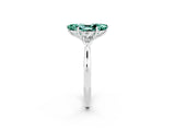 Silver Three-Stone Marquise Cut Green Sapphire Ring with Pear  Side Stones in Four-Prong Setting_62