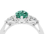 Silver Three-Stone Marquise Cut Green Sapphire Ring with Pear  Side Stones in Four-Prong Setting_64