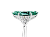 Silver Three-Stone Marquise Cut Green Sapphire Ring with Pear  Side Stones in Four-Prong Setting_65
