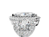 Silver Three-Stone Marquise Cut Halo Diamond Milgrain Band with Four-Prong Setting_12