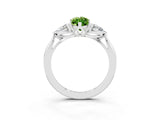 Silver Three-Stone Marquise Cut Peridot Ring with Pear  Side Stones in Four-Prong Setting_57