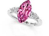 Silver Three-Stone Marquise Cut Pink Sapphire Ring with Pear  Side Stones in Four-Prong Setting_55